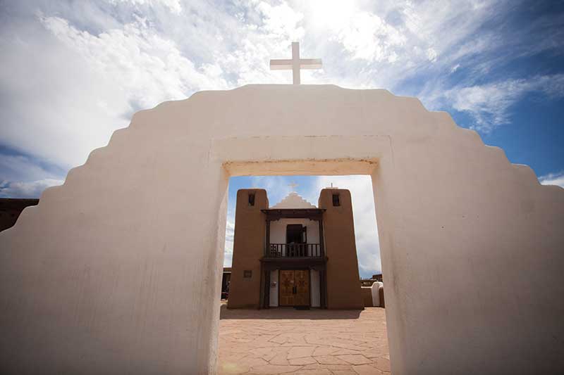 Front view of Taos Pueblo.