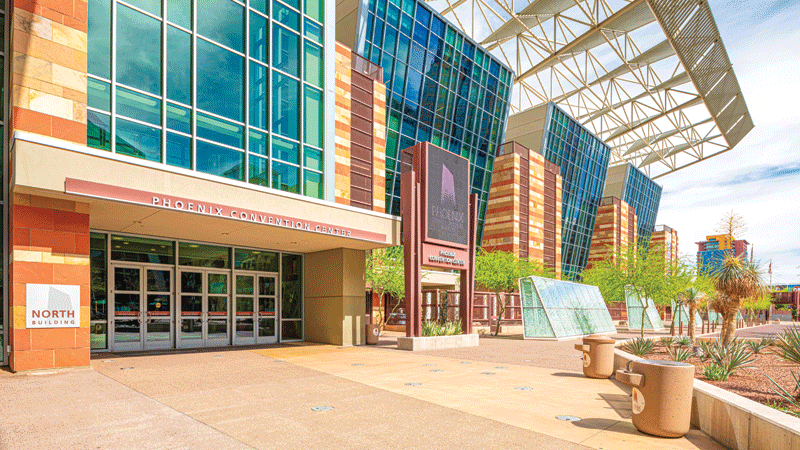 The entrance of the convention center.