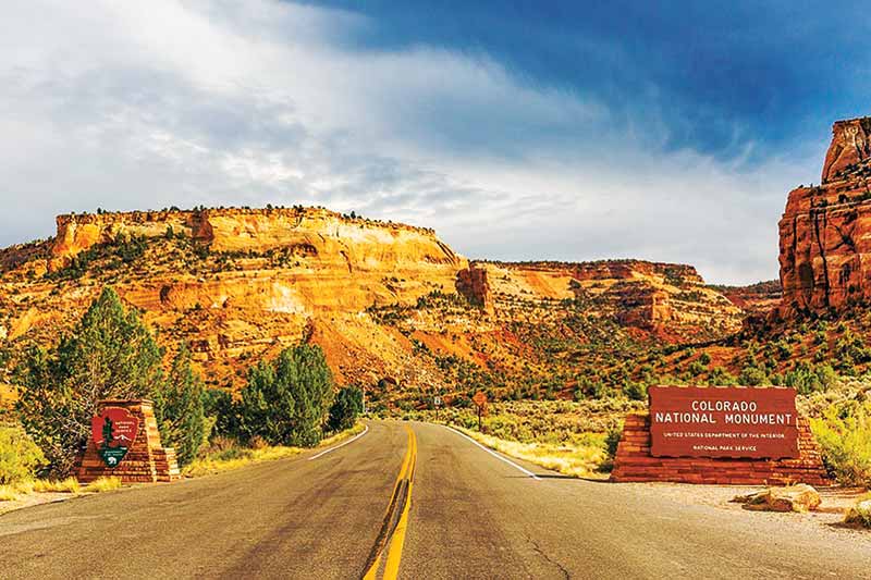 A view of the road leading to the Colorado National Monument.