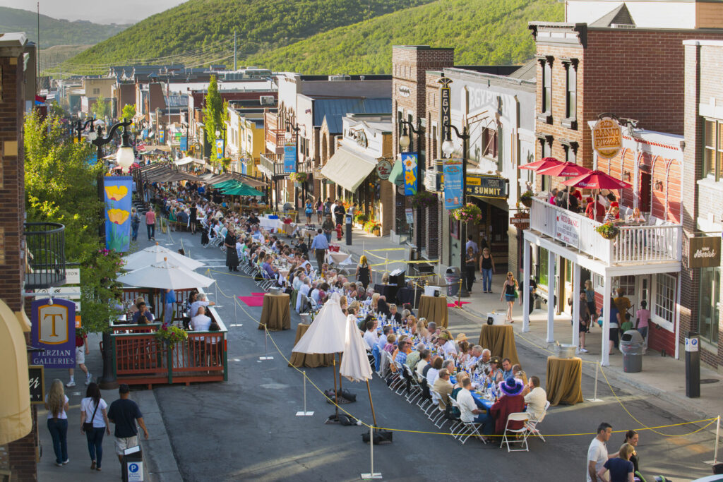 A street with eateries. 