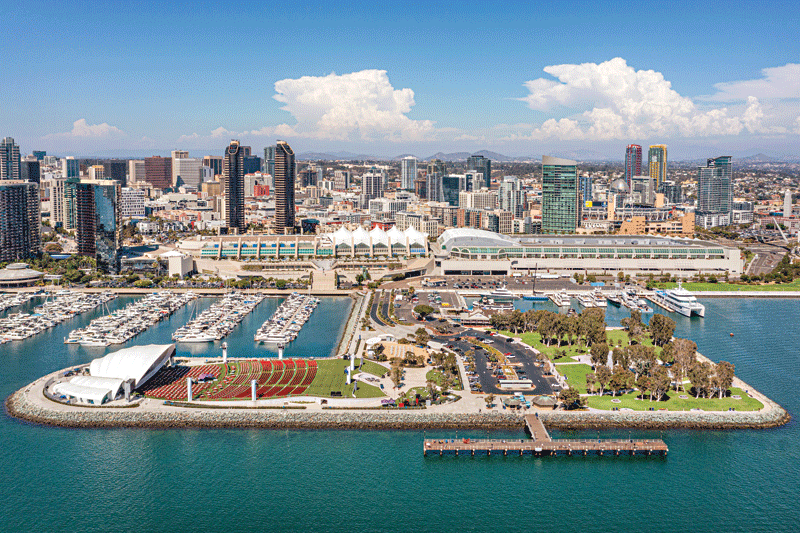 San Diego Convention Center along the skyline.