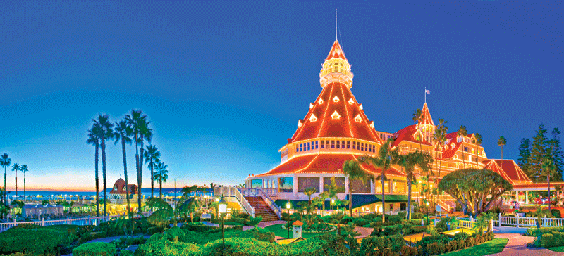 An exterior view of the hotel.