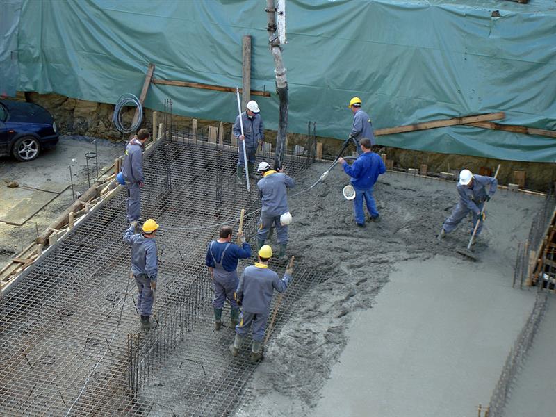 Construction workers at work.