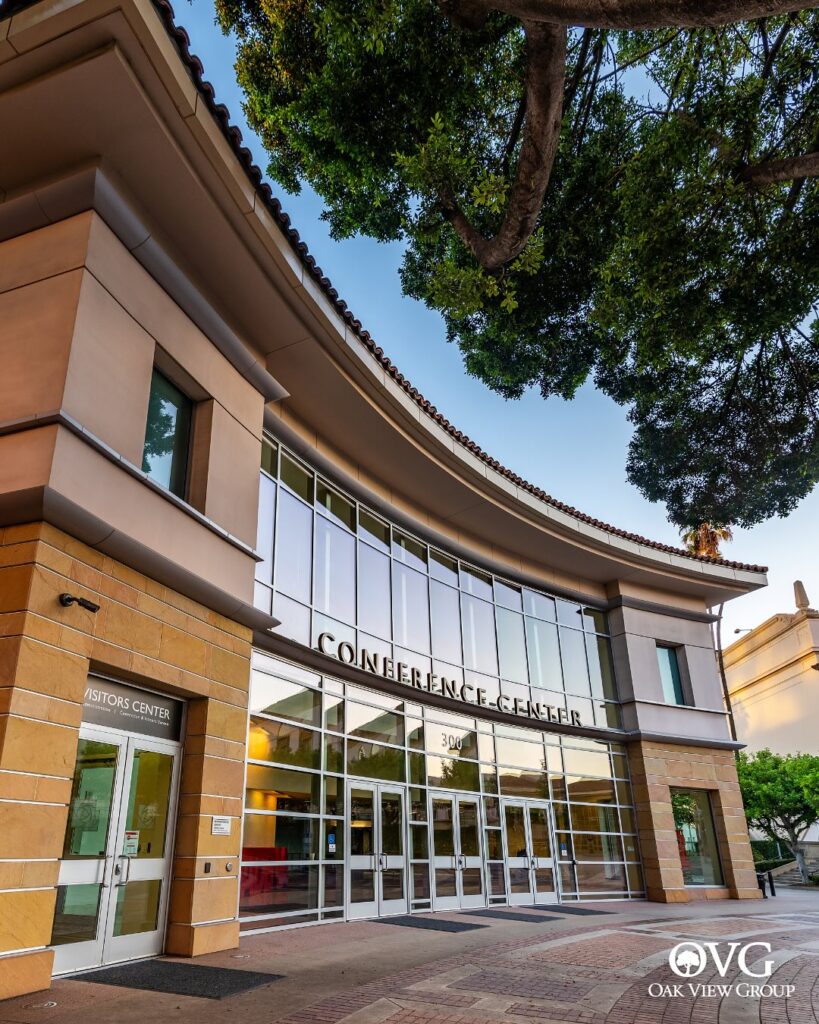 A view of the exterior of the building. 