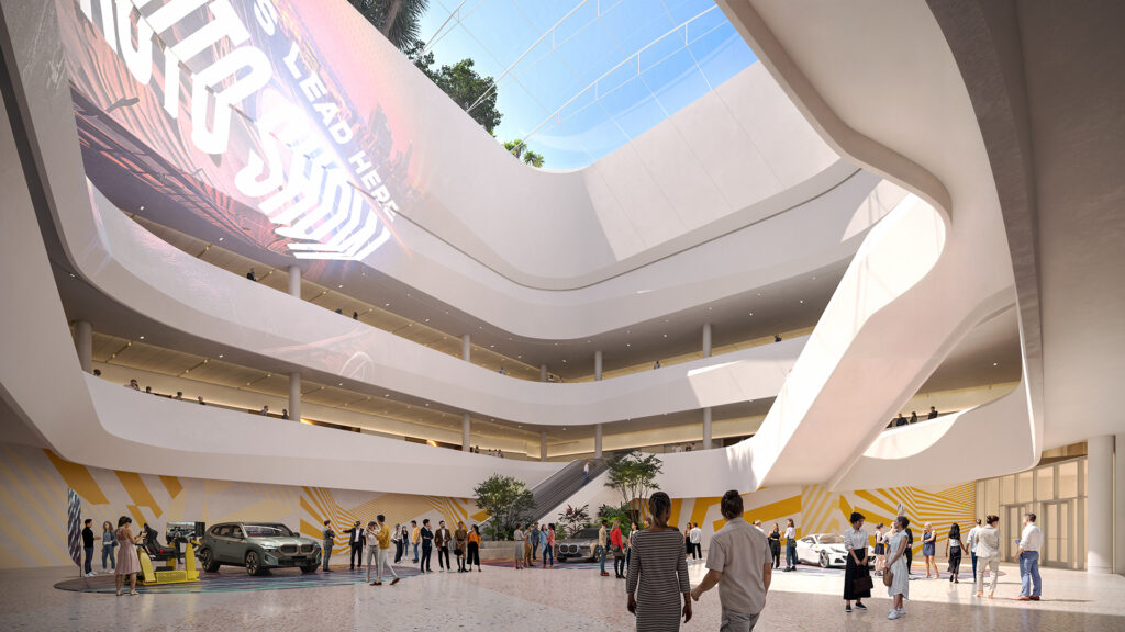 A rendering seen from the inside of the building.
