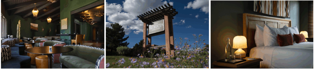A collage of the hotel's various spaces and amenities. 