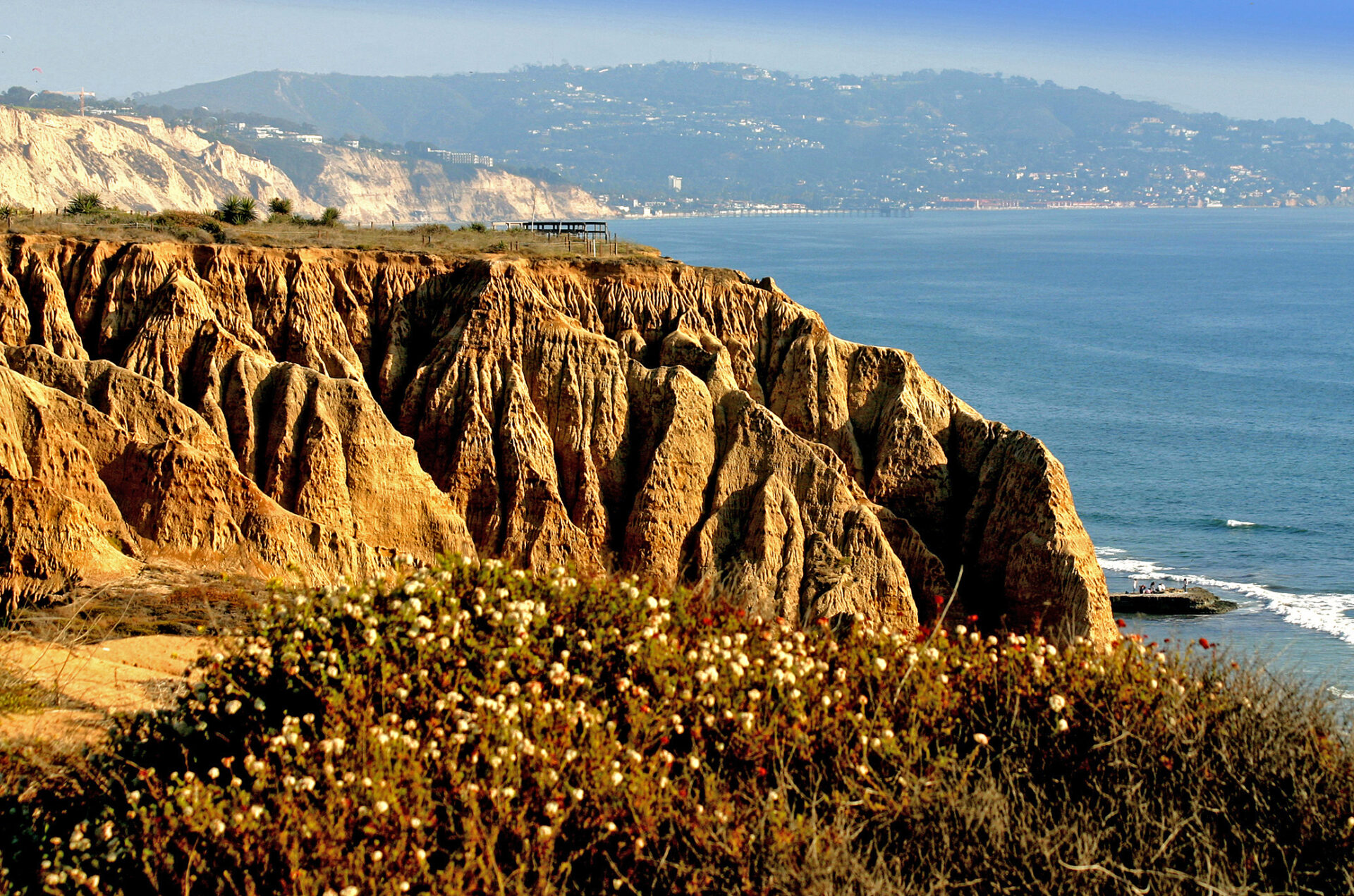 The Torrey Pines State Natural Reserve cliffs along the water.